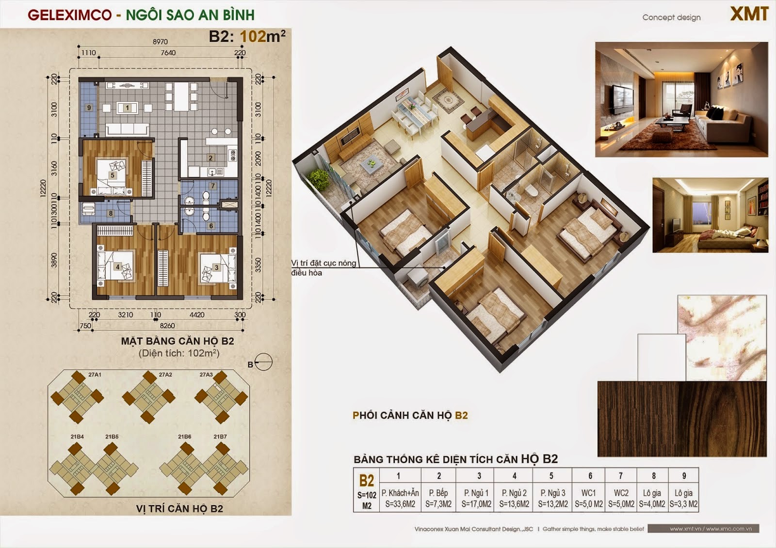 Cho thuê chung cư 3 phòng ngủ ở Chung cư Green Star – full đồ
