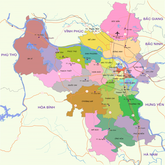 Danh sách quận huyện tại Hà Nội và TP HCM
